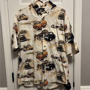 REDHEAD Men's L Hawaiian Style Shirt Vintage TRUCKS 100% Cotton
